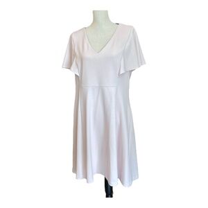 Calvin Klein Womens A-line Dress Pink Short Cape Sleeves V-neck Mini Solid 16